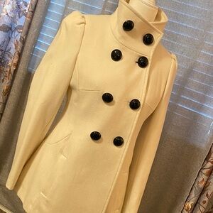 Elegant Cream Double-Breasted Women's Coat